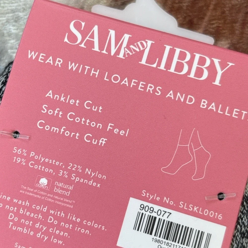 Brand New Sam and Libby 5-Pack Black & Gray Cotten Blend Anklets Comfort Cuff
